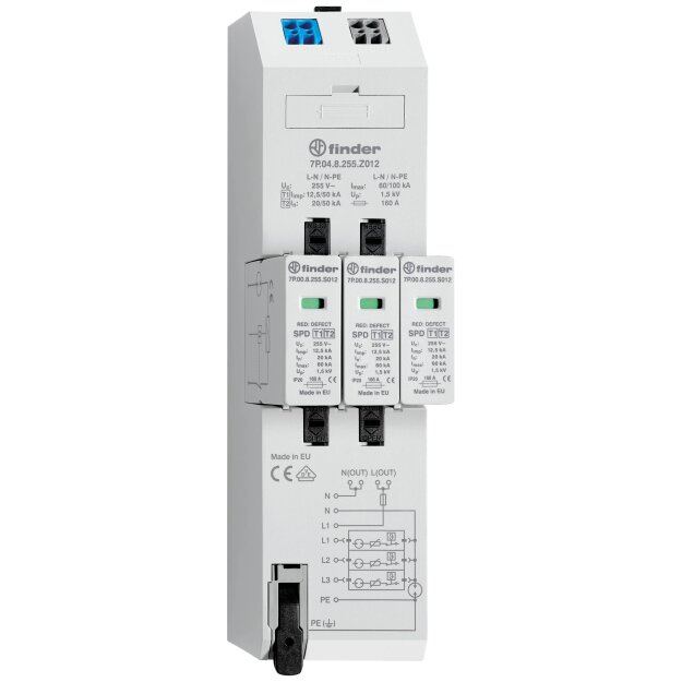 Finder Kombiableiter Typ 1+2 dreiphasige TN-S  TT Netze Spann