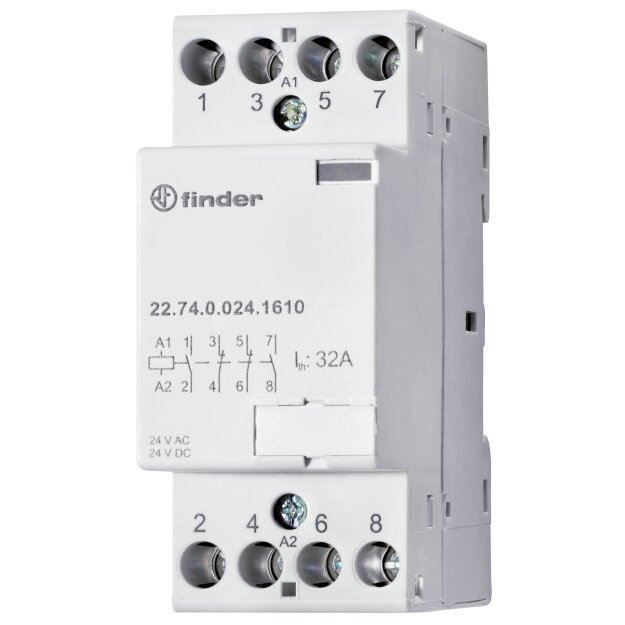 Finder Installationsschütz 3 Schließer 1 Öffner 32A Spule 24V