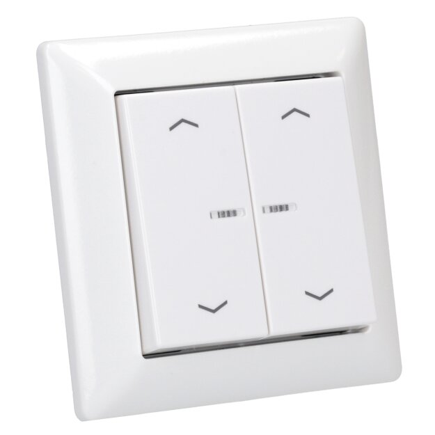 JUNG HOME Smarter Jalousietaster 2fach Komplettset BTA1002 Serie AS Alpinweiß - Batterieversorgter Bluetooth Taster