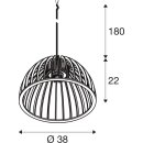 SLV 1008045 WUD Pendelleuchte E27 half round offenes Kabelende 1 x max. 60 W schwarz
