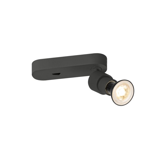 SLV 1008231 PURI 2.0 Basic Wand- und Deckenaufbauleuchte Schalter rund 1x max. 6 W GU10 schwarz