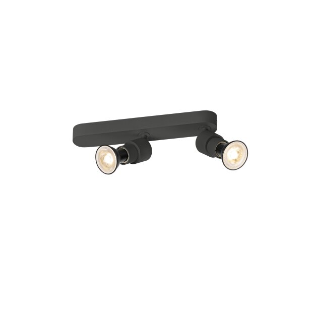 SLV 1008233 PURI 2.0 Basic Wand- und Deckenaufbauleuchte asymmetrisch rund 2 x max. 6 W GU10 schwarz