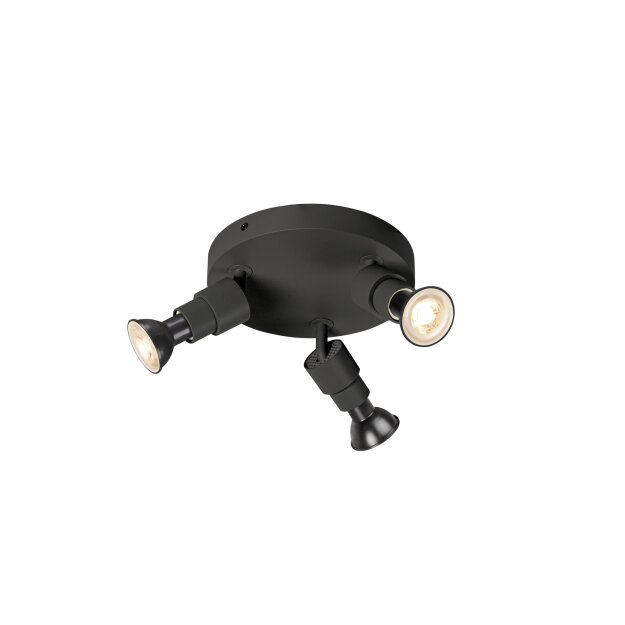 SLV 1008237 PURI 2.0 Basic Wand- und Deckenaufbauleuchte rund 3 x max. 6 W GU10 schwarz