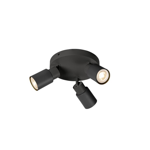 SLV 1008332 PURI 2.0 Tube Wand- und Deckenaufbauleuchte rund 3 x max. 6 W GU10 schwarz
