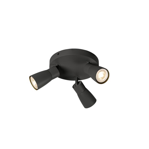 SLV 1008340 PURI 2.0 Dome Wand- und Deckenaufbauleuchte rund 3 x max. 6 W GU10 schwarz