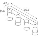 SLV 1008348 PURI 2.0 Cone Wand- und Deckenaufbauleuchte long 4 x max. 6 W GU10 schwarz