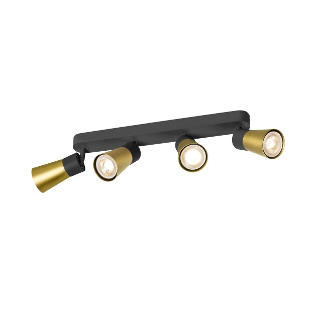 SLV 1008349 PURI 2.0 Cone Wand- und Deckenaufbauleuchte long 4 x max. 6 W GU10 schwarz / gold