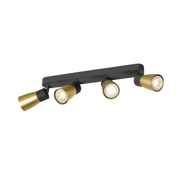SLV 1008353 PURI 2.0 Dome Wand- und Deckenaufbauleuchte long 4 x max. 6 W GU10 schwarz / gold