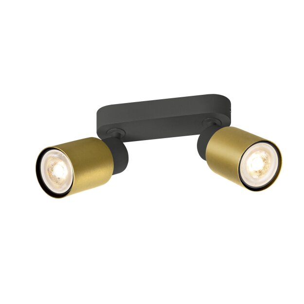 SLV 1008362 PURI 2.0 Tube Wand- und Deckenaufbauleuchte long 2 x max. 6 W GU10 schwarz / gold