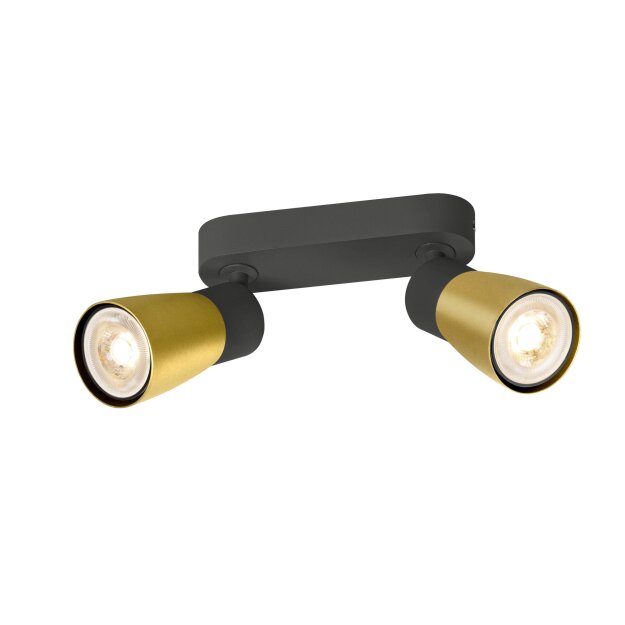 SLV 1008370 PURI 2.0 Dome Wand- und Deckenaufbauleuchte long 2 x max. 6 W GU10 schwarz / gold