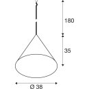 SLV 1008505 MAGICO 38 Pendelleuchte E27 Pendellänge 180 cm 1x max. 10 W matt schwarz / gold