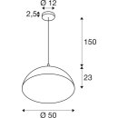 SLV 1008535 FORCHINI 50 Pendelleuchte E27 Pendellänge 150 cm 1x max. 40 W matt schwarz / matt gold