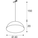 SLV 1008540 FORCHINI M 40 TRAC K 1~ Pendelleuchte E27 Pendellänge 150 cm Adapter schwarz 1x max. 40 W matt schwarz / matt gold