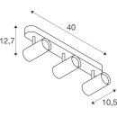 SLV 1008714 NOBLO® Wand- und Deckenaufbauleuchte triple rund 3000 K 19 W PHASE 32° schwarz