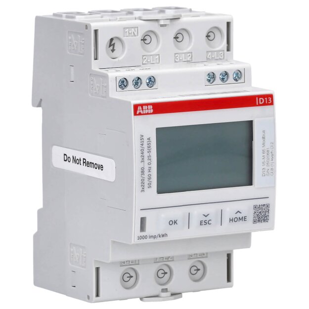 ABB D13 15-M 65 MODBUS Drehstromzähler 65A Modbus RTU MID 1DO+1DI 2CMA241765R1000