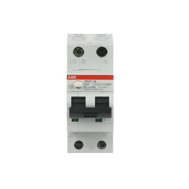 ABB 2CSR275580R1204 DS201MF-C20/0 03 FI/LS-Schalter 10kA  1P+N  Typ F  C 20  30mA