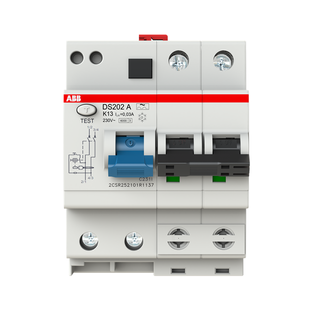 ABB 2CSR252101R1137 DS202A-K13/0 03 FI/LS-Kombination 6kA 2P Typ A K 13A 30mA