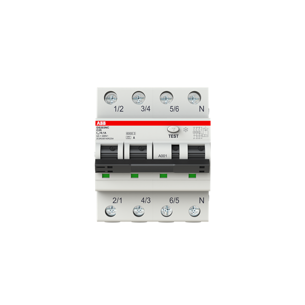ABB 2CSR256140R2254 DS203NC C25 A100 FI/LS-Schalter Icn = 6.000 A nach IEC/EN 61009-1