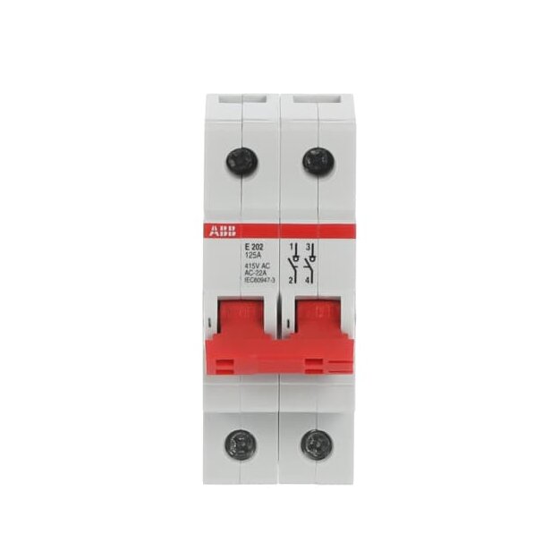 ABB 2CDE282001R0125 E202/125R Trennschalter 2P 125A Schaltgriff rot