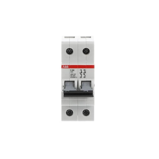 ABB 2CDE282001R1045 E202/45G Trennschalter 2P 45A Schaltgriff grau
