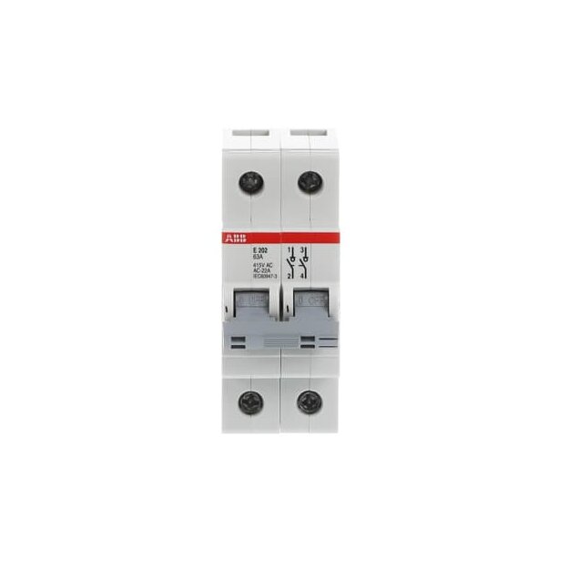 ABB 2CDE282001R1063 E202/63G Trennschalter 2P 63A Schaltgriff grau