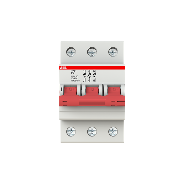 ABB 2CDE283001R0016 E203/16R Trennschalter 3P 16A Schaltgriff rot