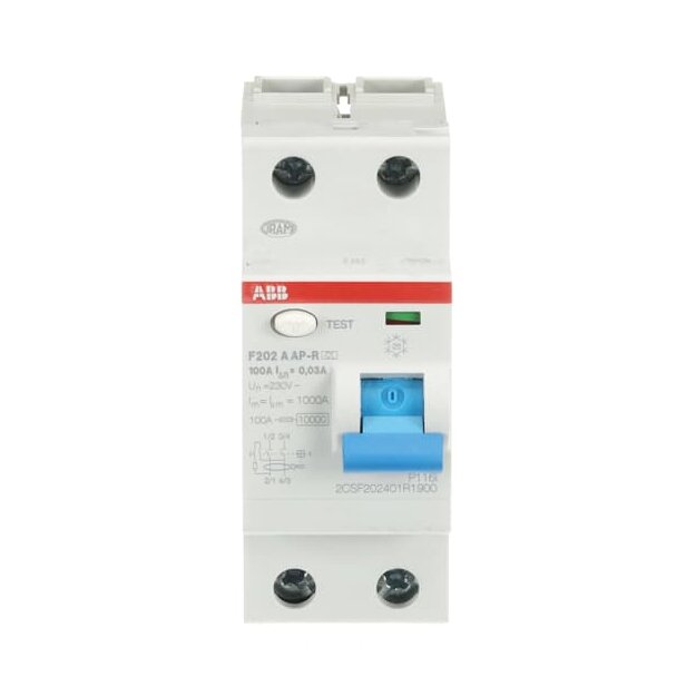 ABB 2CSF202401R1900 F202A-100/0 03AP-R FI-Schutzschalter 2P Typ A 100A 30mA kurzzeitverzögert