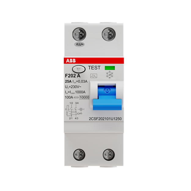 ABB 2CSF202101U1250 F202A-25/0 03UNV FI-Schutzschalter 2P  Typ A  25A  30mA