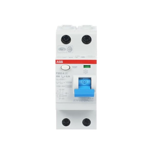 ABB 2CSF202101R2250 F202A-25/0 1 FI-Schutzschalter 2P Typ A 25A 100mA