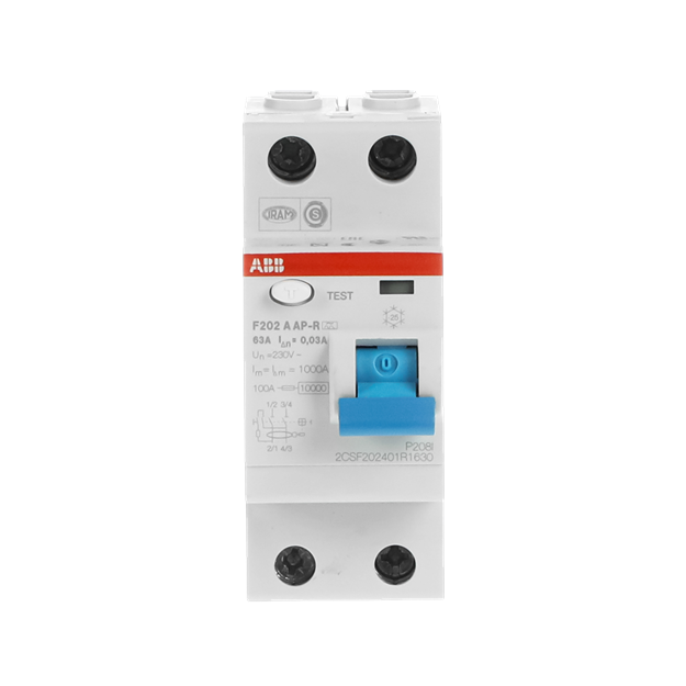 ABB 2CSF202401R1630 F202A-63/0 03AP-R FI-Schutzschalter 2P Typ A 63A 30mA kurzzeitverzögert