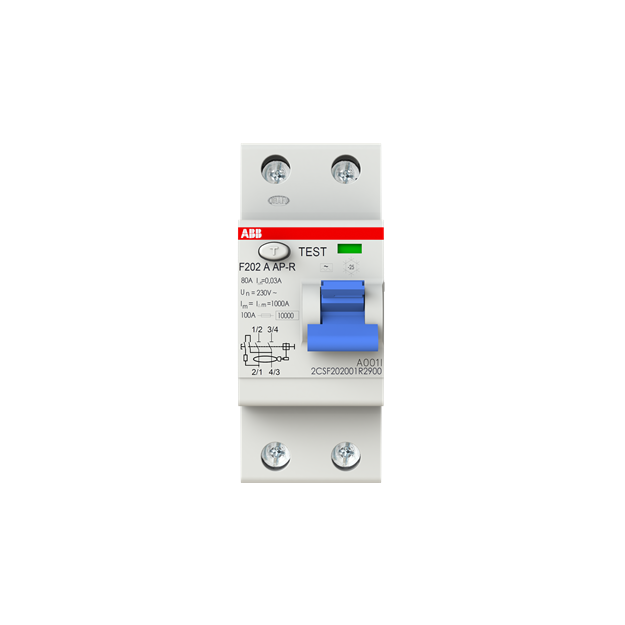 ABB 2CSF202401R1800 F202A-80/0 03AP-R FI-Schutzschalter 2P Typ A 80A 30mA kurzzeitverzögert