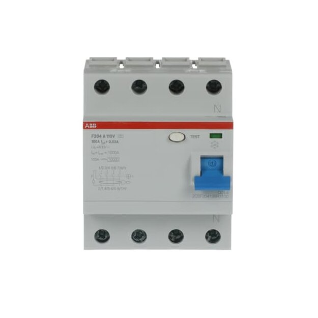 ABB 2CSF204199R1100 F204A-100/0 03 FI-Schalter Typ A 110V RCCB 4P 100A 30mA für 110V AC-Netz