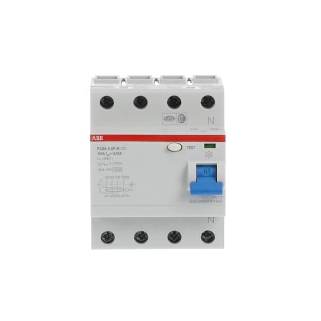 ABB 2CSF204401R1900 F204A-100/0 03AP-R FI-Schutzschalter 4P Typ A 100A 30mA kurzzeitverzögert