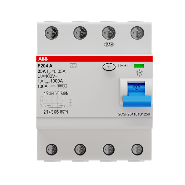 ABB 2CSF204101U1250 F204A-25/0 03UNV FI-Schutzschalter 4P  Typ A  25A  30mA