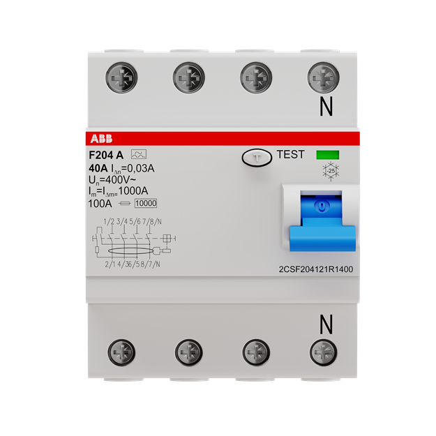 ABB 2CSF204101U1400 F204A-40/0 03UNV FI-Schutzschalter 4P  Typ A  40A  30mA