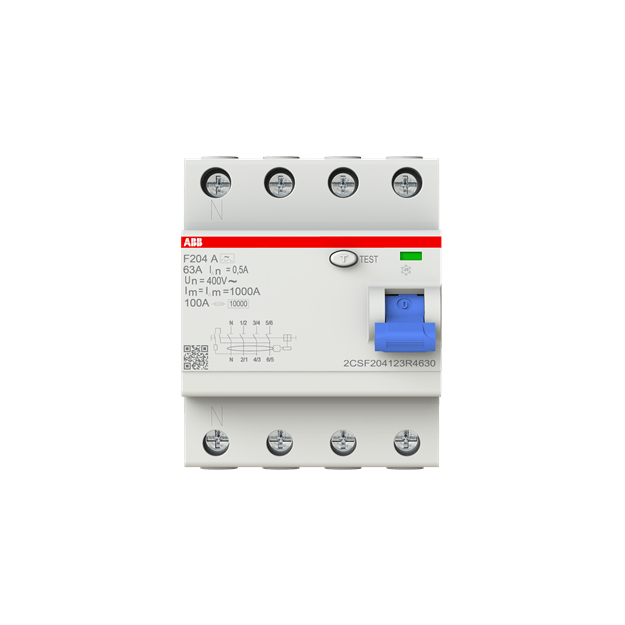 ABB 2CSF204123R4630 F204A-63/0 5L FI-Schutzschalter 4P Typ A 63A 500mA N links