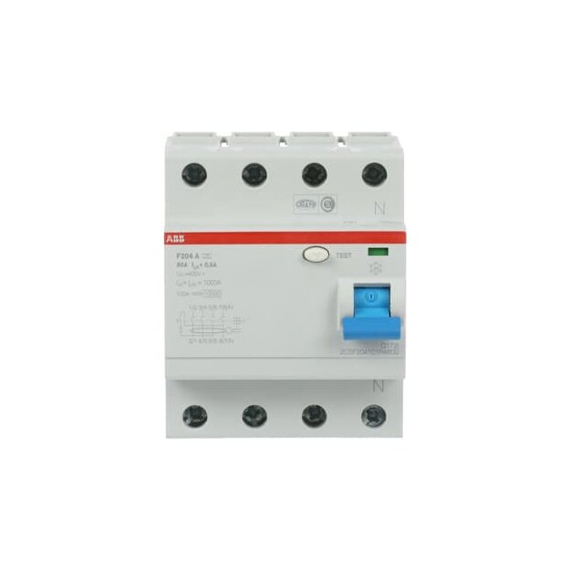 ABB 2CSF204101R4800 F204A-80/0 5 FI-Schutzschalter 4P Typ A 80A 500mA