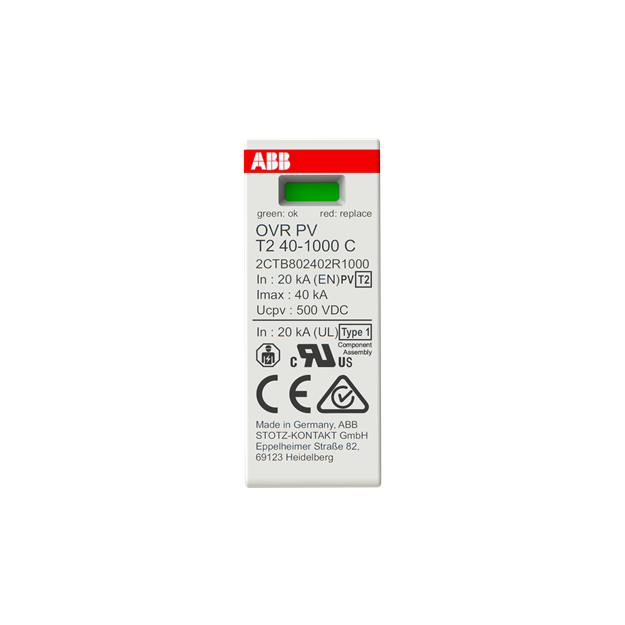 ABB 2CTB802402R1000 OVR PV T2 40-1000 C SPD Ersatzmodul für  OVR PV T2 40-1000