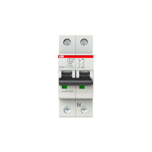 ABB 2CDS251103R0158 S201-Z0.5NA Sicherungsautomat Z-Charakteristik  6 kA  0.5 A  1P+NA