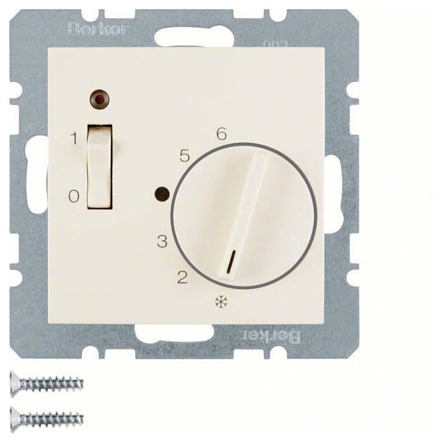 Berker 20308982 Temperaturregler mit Öffner Zentralstück Wippschalter und LED S.1/B.3/B.7 Weiß glänzend