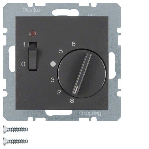 Berker 20311606 Temperaturregler 24 V mit Öffner Zentralstück Wippschalter und LED S.1/B.3/B.7 Anthrazit matt
