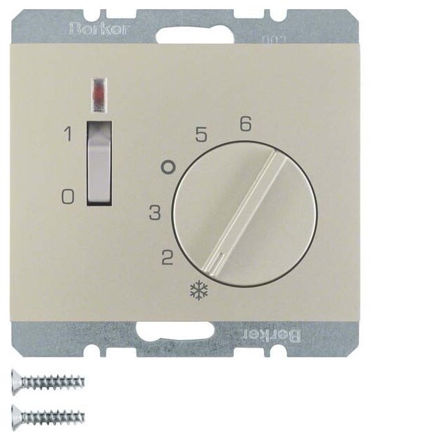 Berker 20317104 Temperaturregler 24 V mit Öffner Zentralstück Wippschalter und LED K.5 Edelstahl lackiert