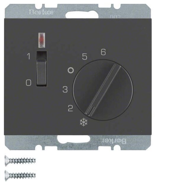 Berker 20317106 Temperaturregler 24 V mit Öffner Zentralstück Wippschalter und LED K.1 Anthrazit matt