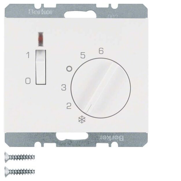 Berker 20317109 Temperaturregler 24 V mit Öffner Zentralstück Wippschalter und LED K.1 Polarweiß glänzend
