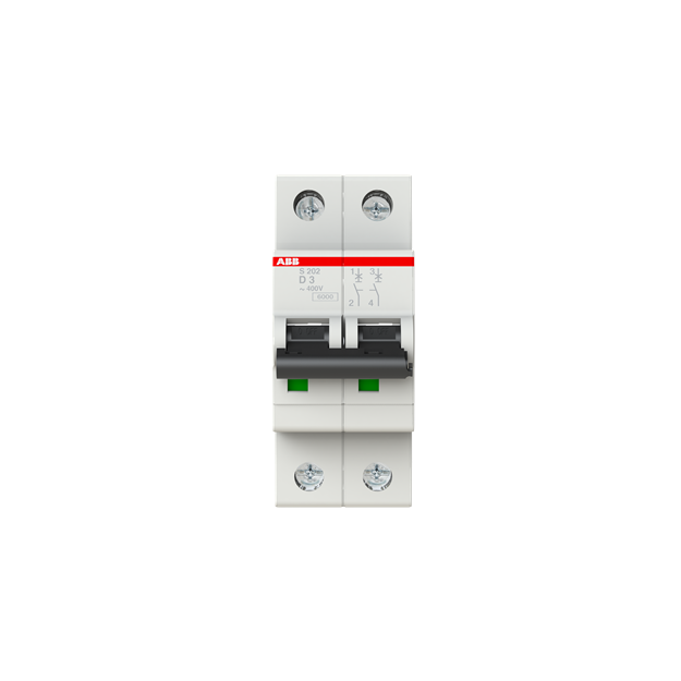 ABB 2CDS252001R0031 S202-D3 Sicherungsautomat D-Charakteristik  6 kA  3 A  2P