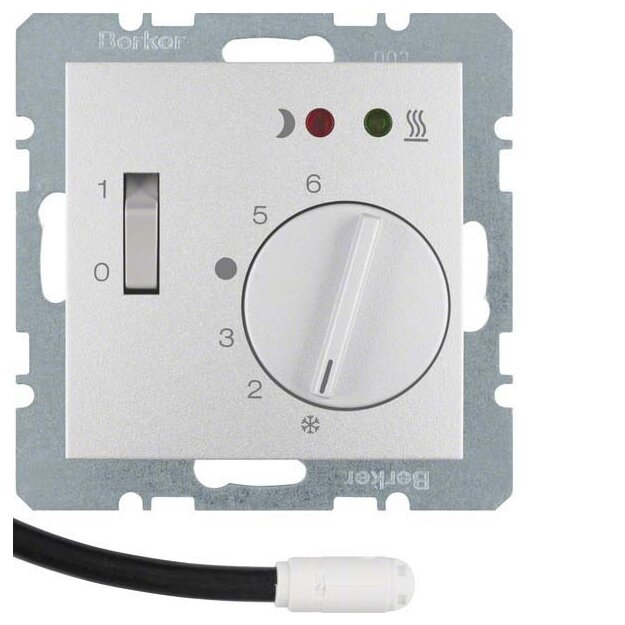 Berker 20341404 Fußbodentemperaturregler m Schließer Zentralstück Wippschalter S.1/B.3/B.7 Alu matt