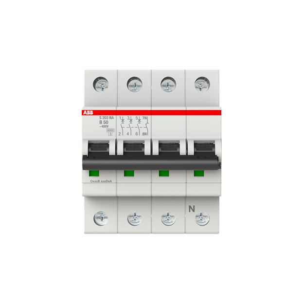 ABB 2CDS253103R0505 S203-B50NA Sicherungsautomat B-Charakteristik  6 kA  50 A  3P+NA