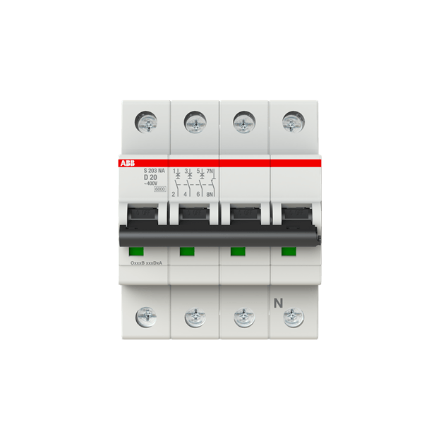 ABB 2CDS253103R0201 S203-D20NA Sicherungsautomat D-Charakteristik  6 kA  20 A  3P+NA