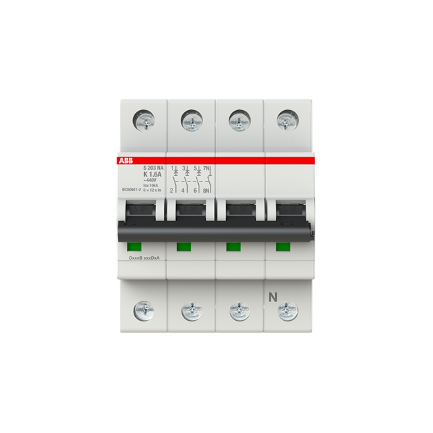 ABB 2CDS253103R0257 S203-K1.6NA Sicherungsautomat K-Charakteristik  6 kA  1.6 A  3P+NA
