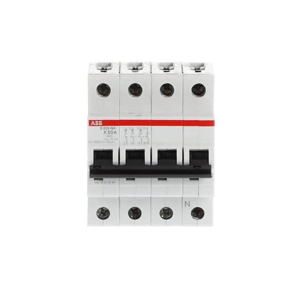 ABB 2CDS253103R0577 S203-K50NA Sicherungsautomat K-Charakteristik  6 kA  50 A  3P+NA